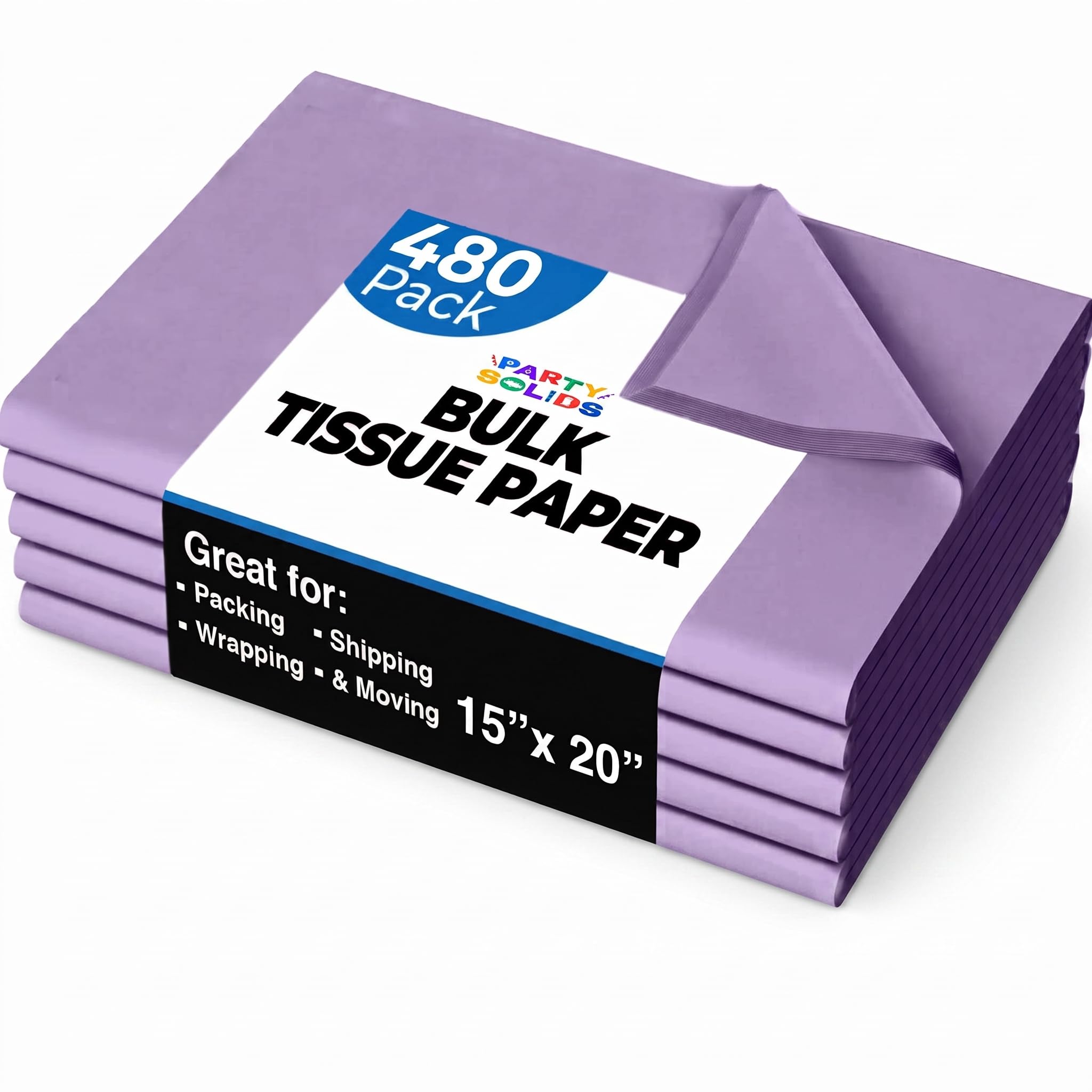Party Solids Lavender Tissue Paper for Gift Bags 15" X 20" 480 Sheets