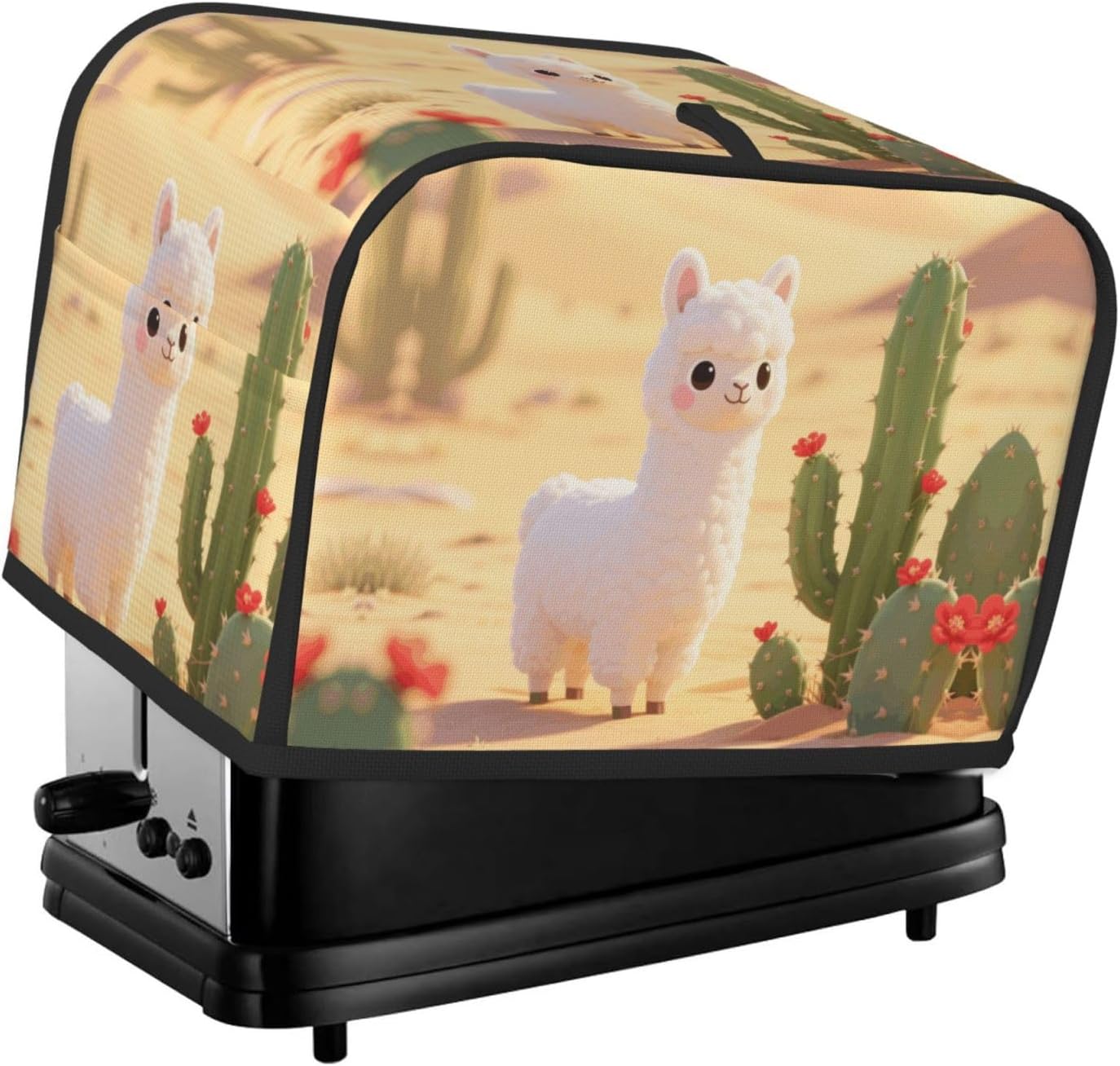 Cute alpacas and cacti Toaster Cover 2 Slice, Waterproof Bread Machine Covers with Pockets Universal Size Kitchen Small Appliance Cover with Handle, Dust and Fingerprint Protection