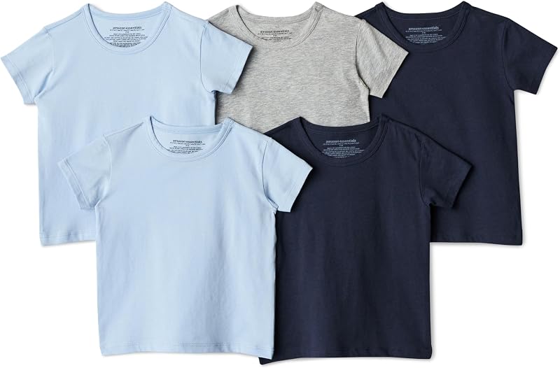 Amazon Essentials Boys' Cotton Jersey Crew Neck Undershirt, Pack of 5