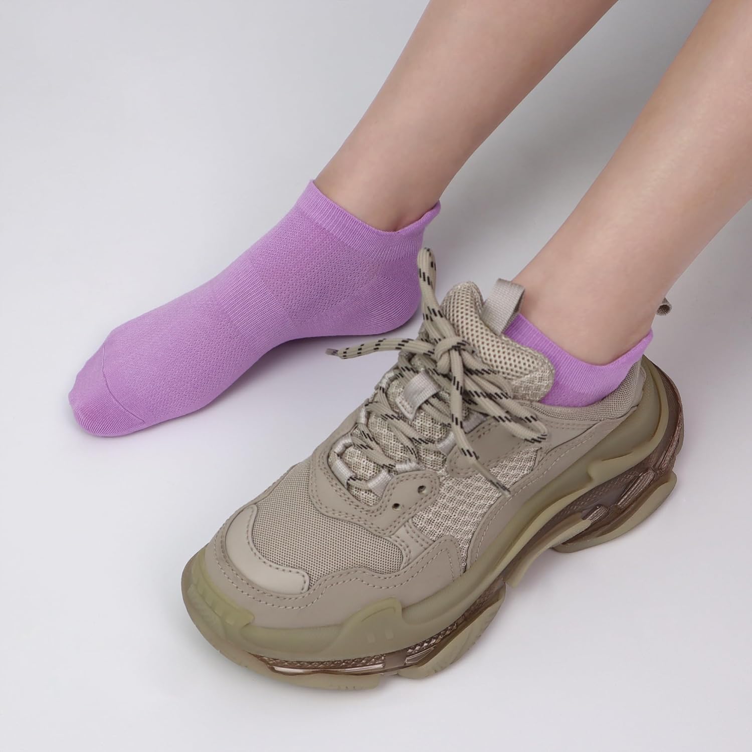 SERISIMPLE Women Ultra Thin Socks Viscose Bamboo Low Cut No Show Ventilating Ankle Anti Odor Arch Support Mesh Socks 5 Pairs - Image 6