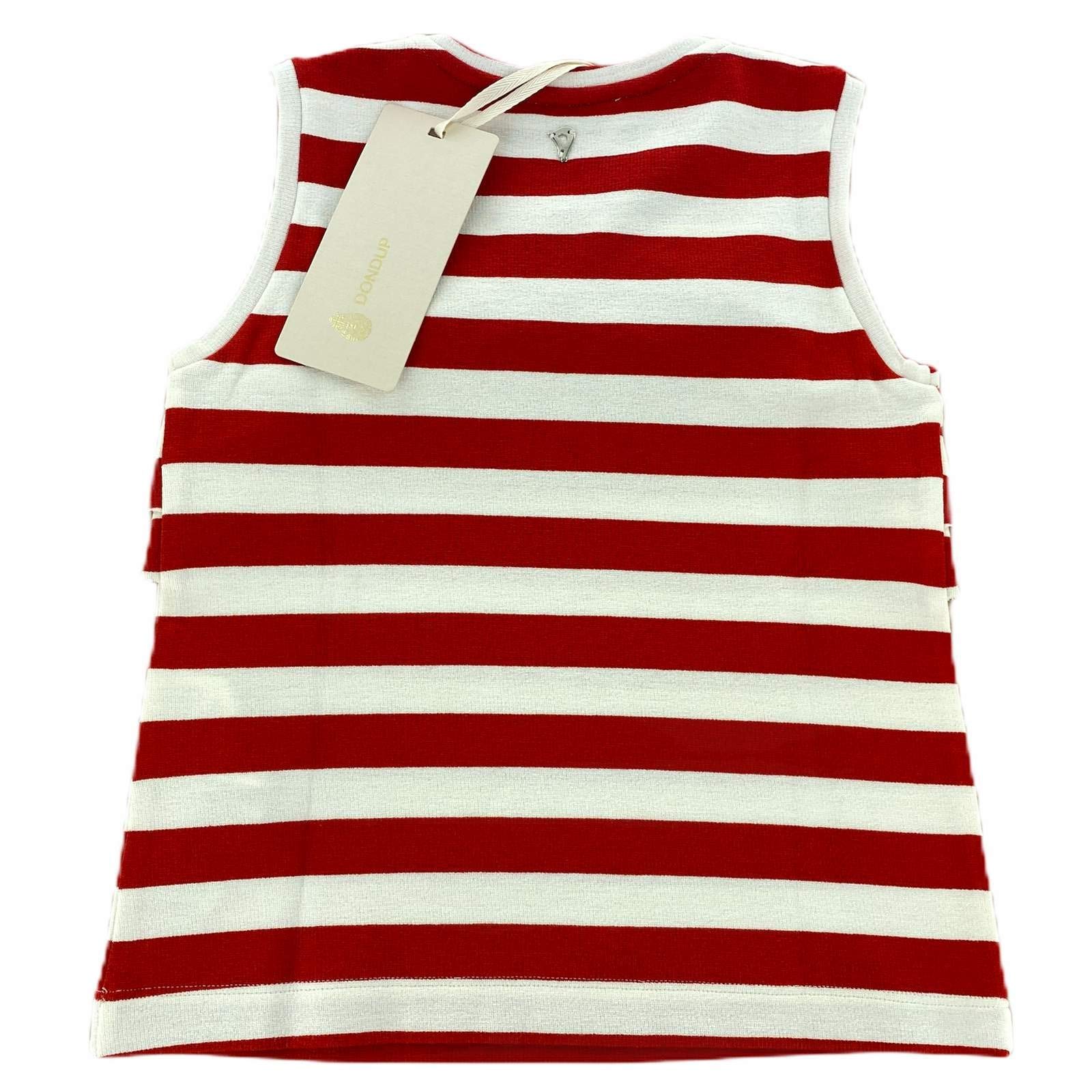 DONDUP B38 Maglia Bimba Girl Red/White Stripes t-Shirt Sleeveless Kids [S (6 Years)]