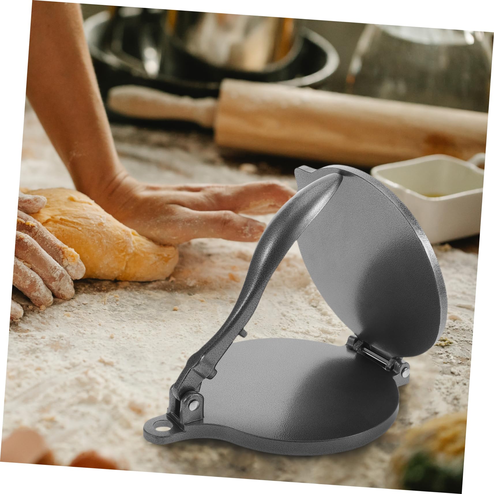 Cabilock Tortillapresse Klappbare Struktur 16,5cm aus Aluminiumlegierung Schwarz für Küche und Teig für Tortilla und Mehltortilla