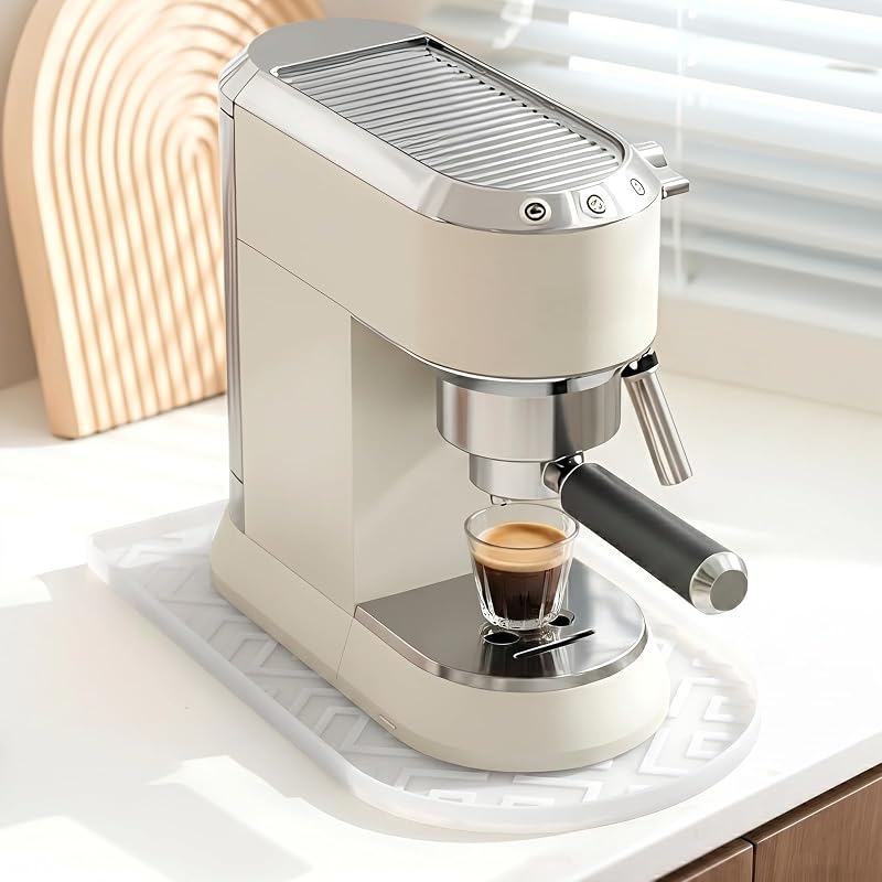 Tapete de café de silicona,15.8"x 7.8"in Tapete de bar para encimera,Resistente al calor,Antideslizante,A prueba de fugas,Apto para cafetera/máquina de café expreso-Translúcido