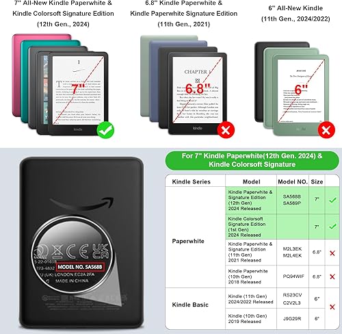 Miniatura 2 de Fintie Funda para Kindle Paperwhite de 7" (12 generación, 2024) y Kindle Colorsoft Signature Edition - Funda protectora de piel sintética delgada y