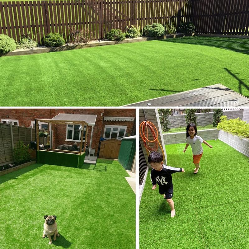 Artificial Grass Turf Synthetic Grass 1.38inch Pile Height High Density Fake Grass Rug 3FTX4FT, Indoor Outdoor Pet Astroturf Faux Grass Lawn Carpet,Custom Size Provided