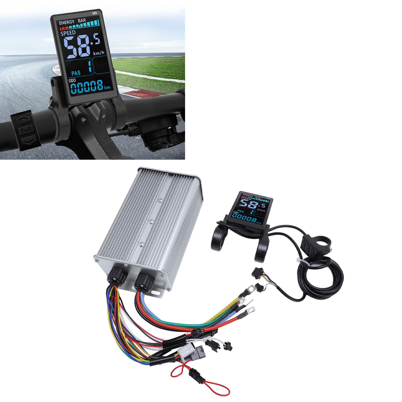 Asixxsix Contrôleur de Scooter électrique,contrôleur de Moteur BLDC 48V 52V 60V 72V avec écran LCD et Fonction d'auto-Apprentissage, pour Scooter électrique 1000W 1500W 2000W 3000W.