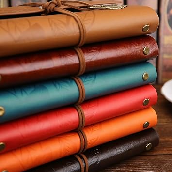 Senon Retro Vintage Yaprak Baskılı Kolye Uçlu Deri Kapaklı Günlük Not Defteri Özel Tasarım Hediyelik Mor