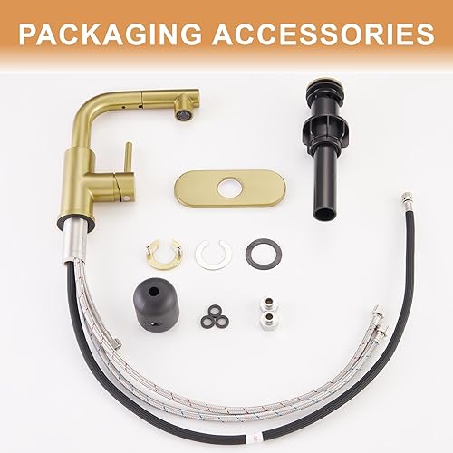 Miniatura 7 de Grifo de fregadero de barra, grifo de baño dorado con drenaje emergente, grifos de cocina con rociador extraíble para RVcámperbar, grifo de utilidad