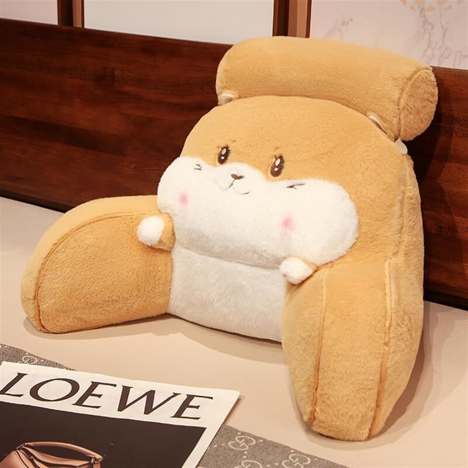 MYXJX back support cushion, Squirrel Shaped Back Support Cushion Rest Office Cartoon Animal Pillows Plush and PP Cotton Cushions(Brown,60x40cm)