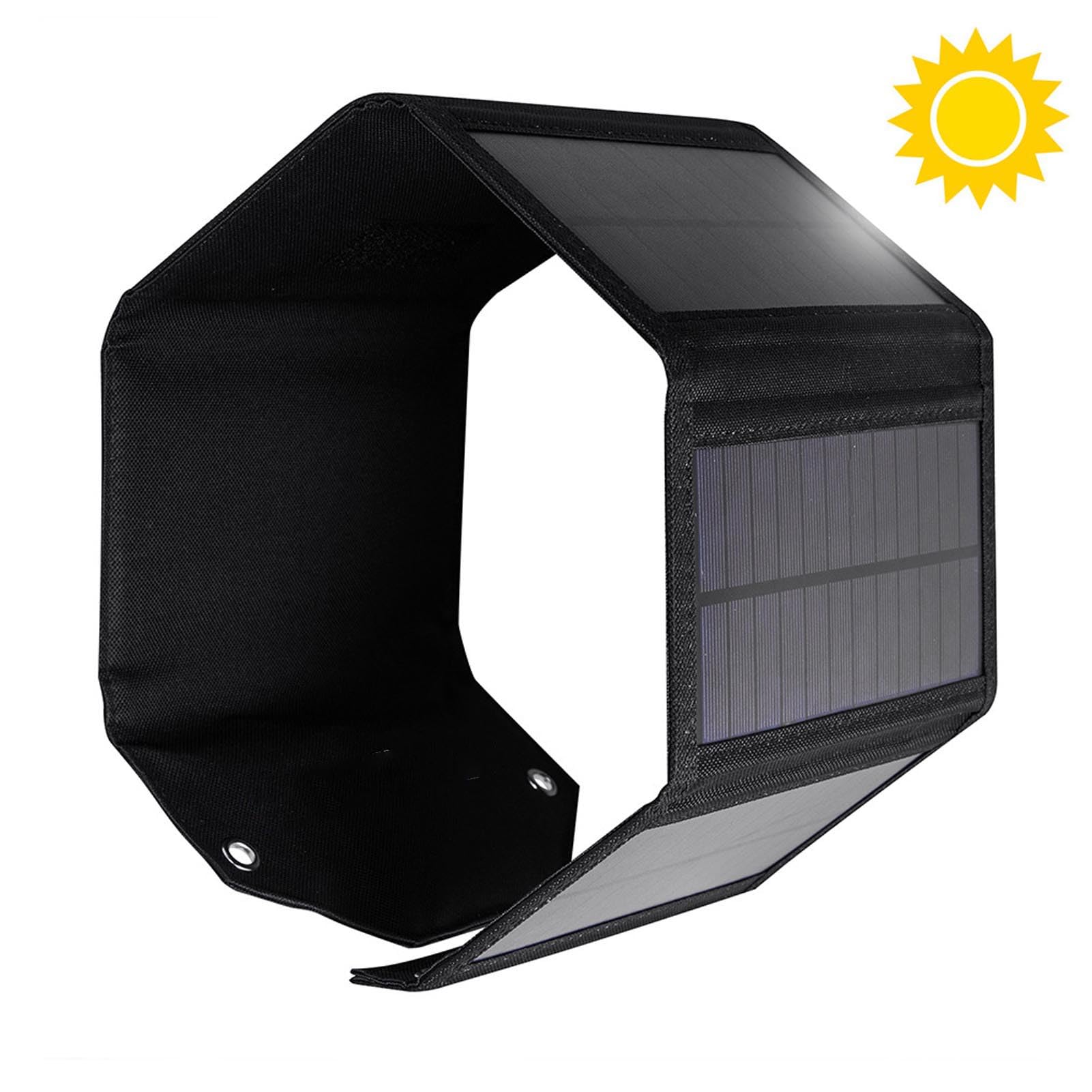 Solar Charger Power Bank IP67 5V 3A 21W Cargador de Panel Solar Plegable Portátil Panel de Emergencia de ETFE ETFE, para Teléfonos Móvil (SPB5Z B Negro)