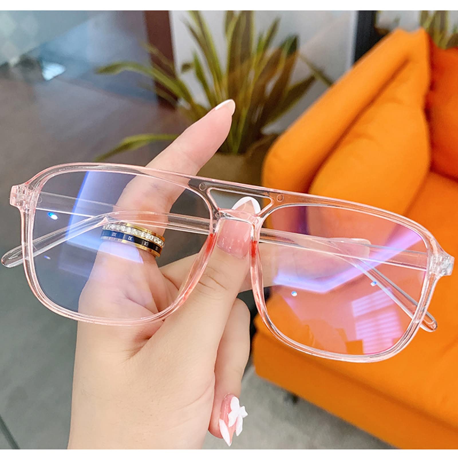 Kwadratowe Damskie Okulary Do Czytania Z Niebieskim Światłem, Męskie Okulary Do Czytania Z Komputerem/Pink/2