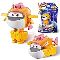 Super Wings Transforming aeroplano Supercharged Tiki, altezza circa 5,08 cm, 2 in, Figura d’azione 2 in 1, aeroplano giocattolo e figura robotica per bambini e bambine a partire da 3 anni