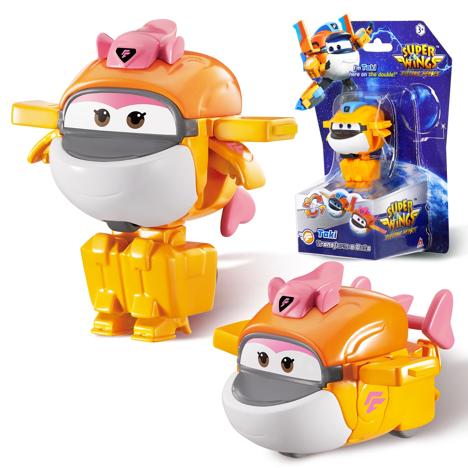 Super Wings Transformations-Flugzeug Supercharged Tiki, 5,08 cm/2 Zoll – Mini-große Spiel-Figur für Kinder, Spielzeug-Flugzeug und Roboterfigur für 3+ Jahre Alten Jungen Mädchen