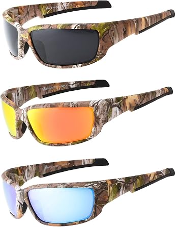 Hornz Brown Forest Camouflage Polarized Sunglasses for Men Full Frame Strong Arms & Free Matching Microfiber Pouch