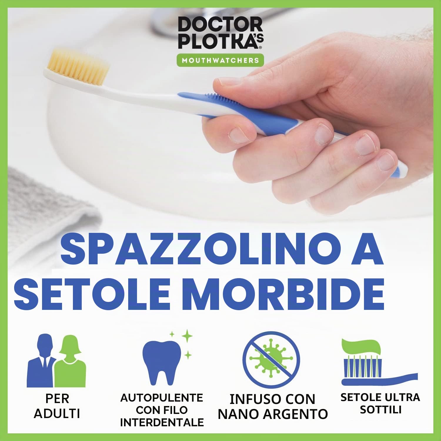 Mouthwatchers da dottore Plotka antimicrobica Floss setola argento adulti 6 pezzi