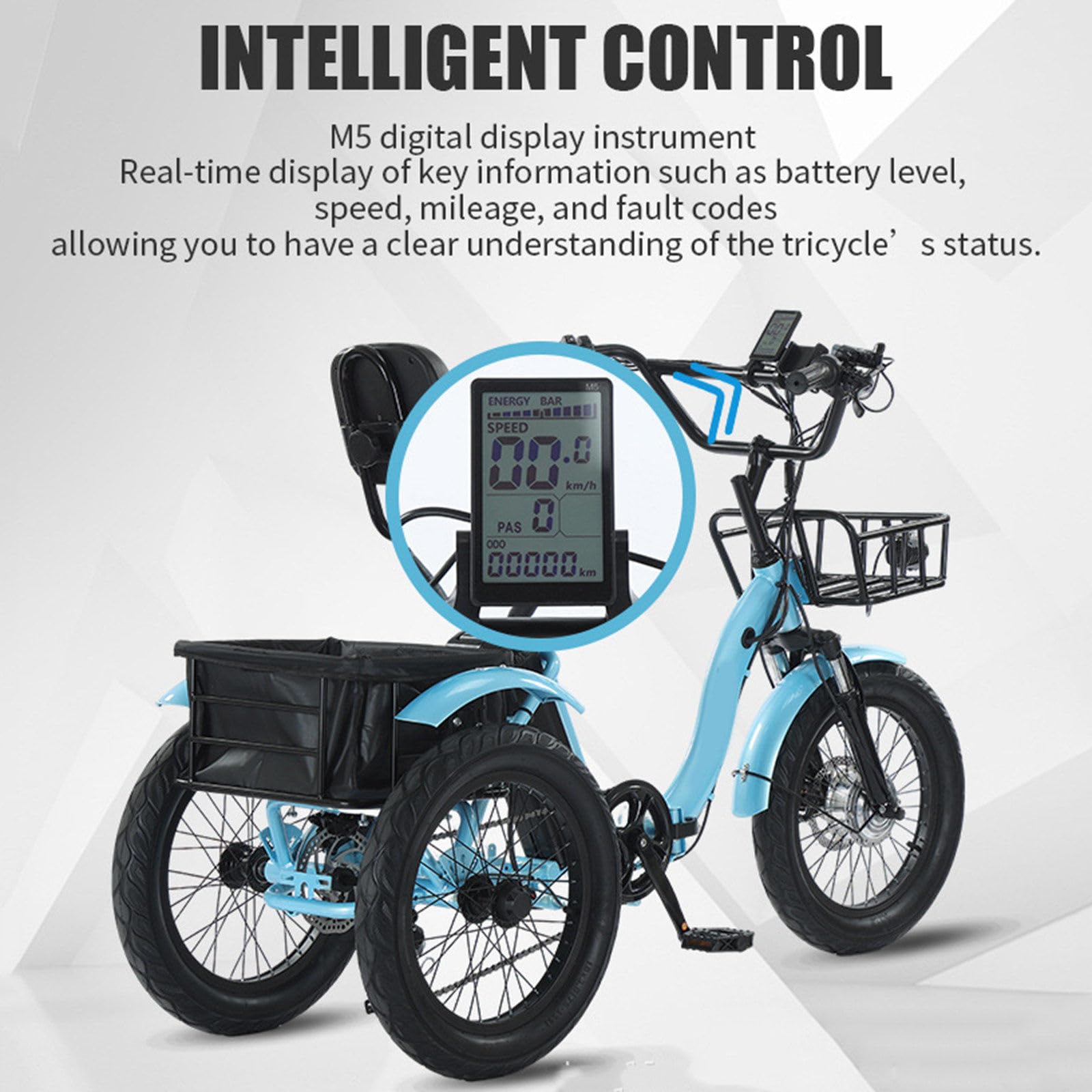 Triciclo Elettrico Pieghevole Da 18" Per Adulti, 7 Velocità, 48v 13ah, Ruote Larghe, Con Cestino Portapacchi, Facile Da Salire, Con Telaio a Scavalco, Per Una Guida Confortevole. Yellow