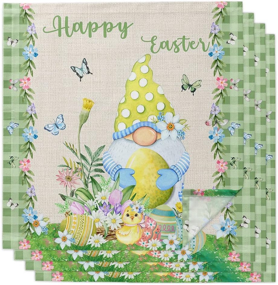 Easter Bunny Egg Flower Table Napkin Set Wedding Party Cloth Festival Decor Napkins Tea Towel
