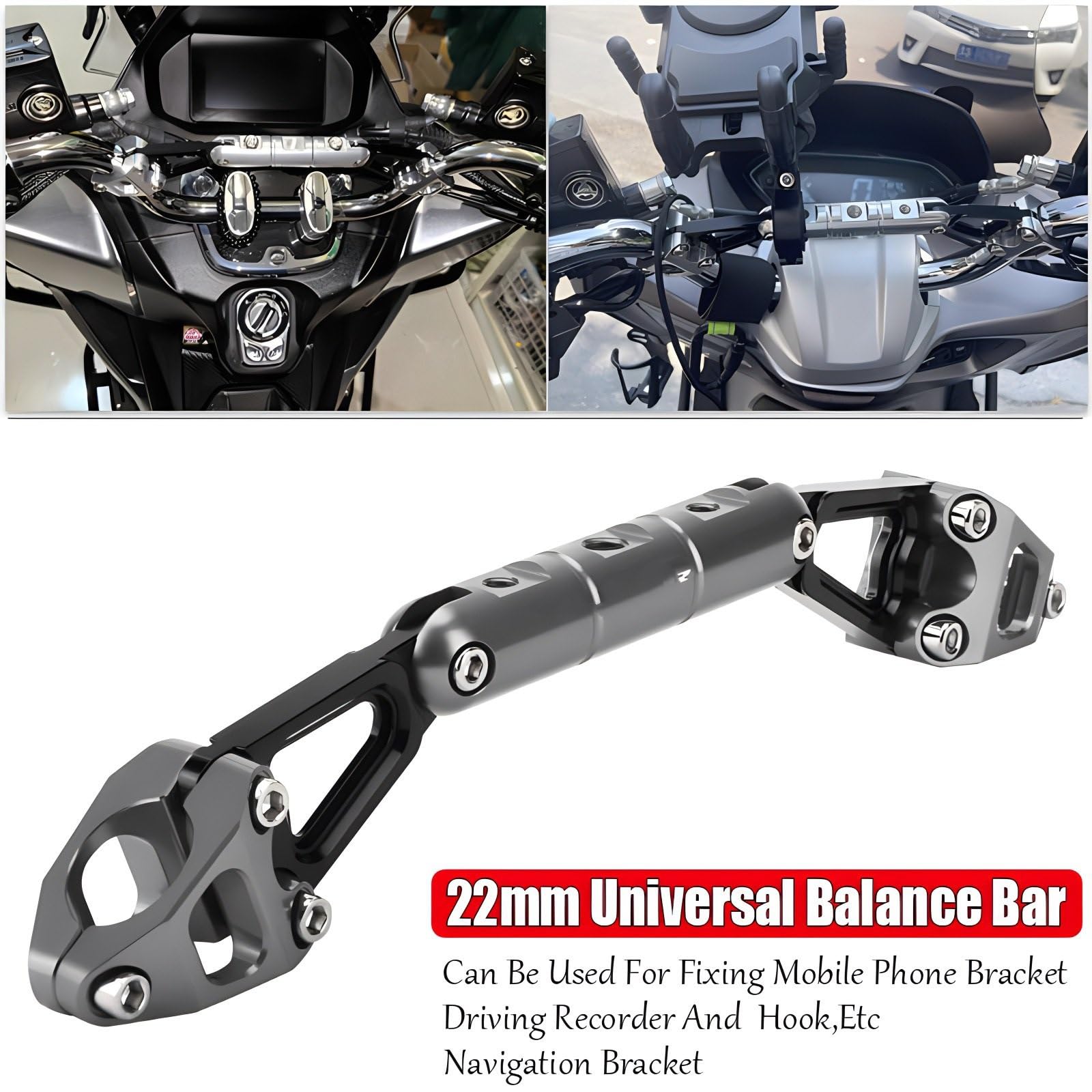Do UHR150 UHR125 | Kierownica motocykla Poprzeczka 22mm Uniwersalny wspornik balansu, akcesoria motocyklowe(Red)