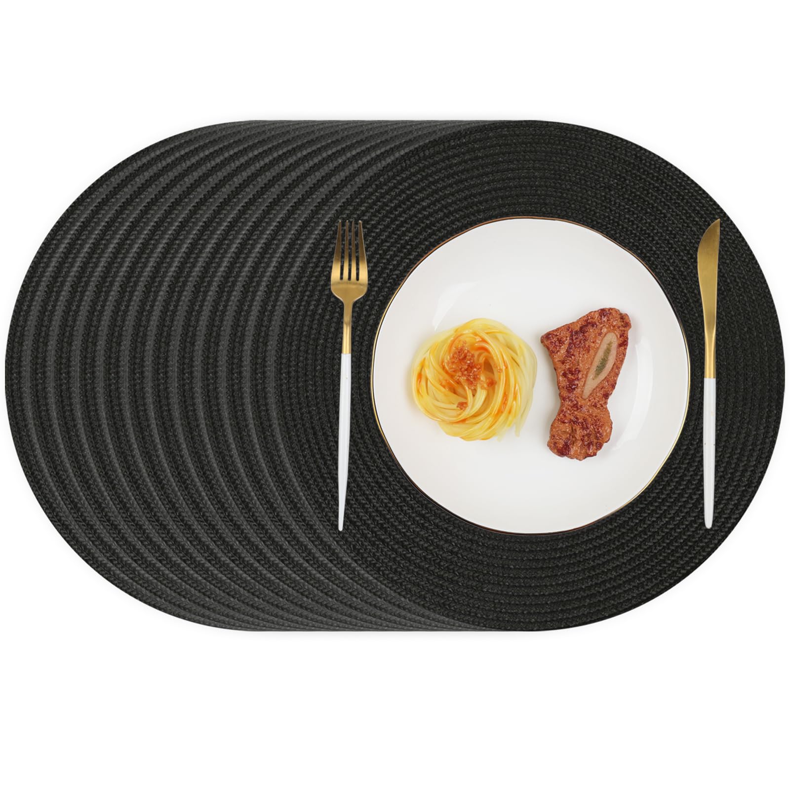 Homcomodar Platzsets Rund Set von 6 Hitzebeständigem Tisch Tischsets 34cm Tischsets Abwaschbar für Küche Abendessen
