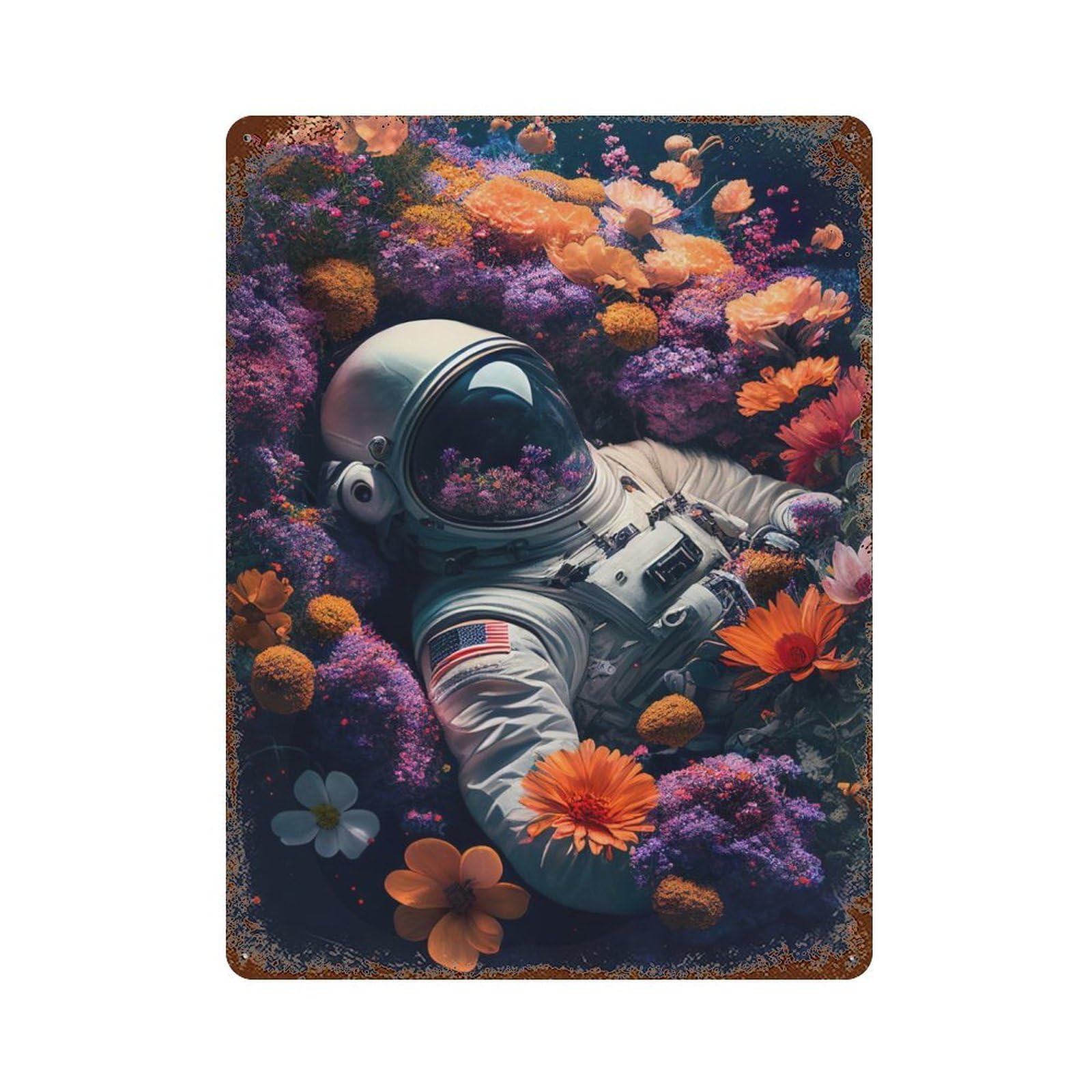 A Field Of Flowers Decorative Tin Sign 15.7"x11.8", for Bistro, Counter And Cafe Decor, Retro Wall Decor