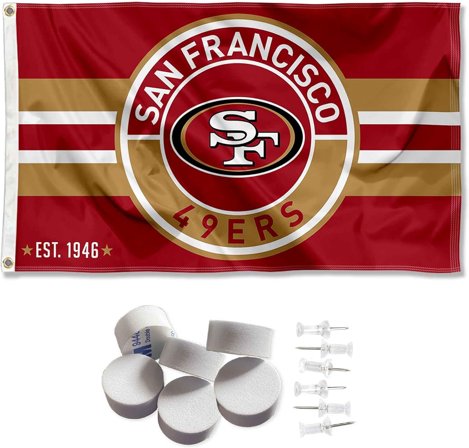 WinCraft San Francisco 49ers Patch Button Banner and Tapestry Wall Tack Pads