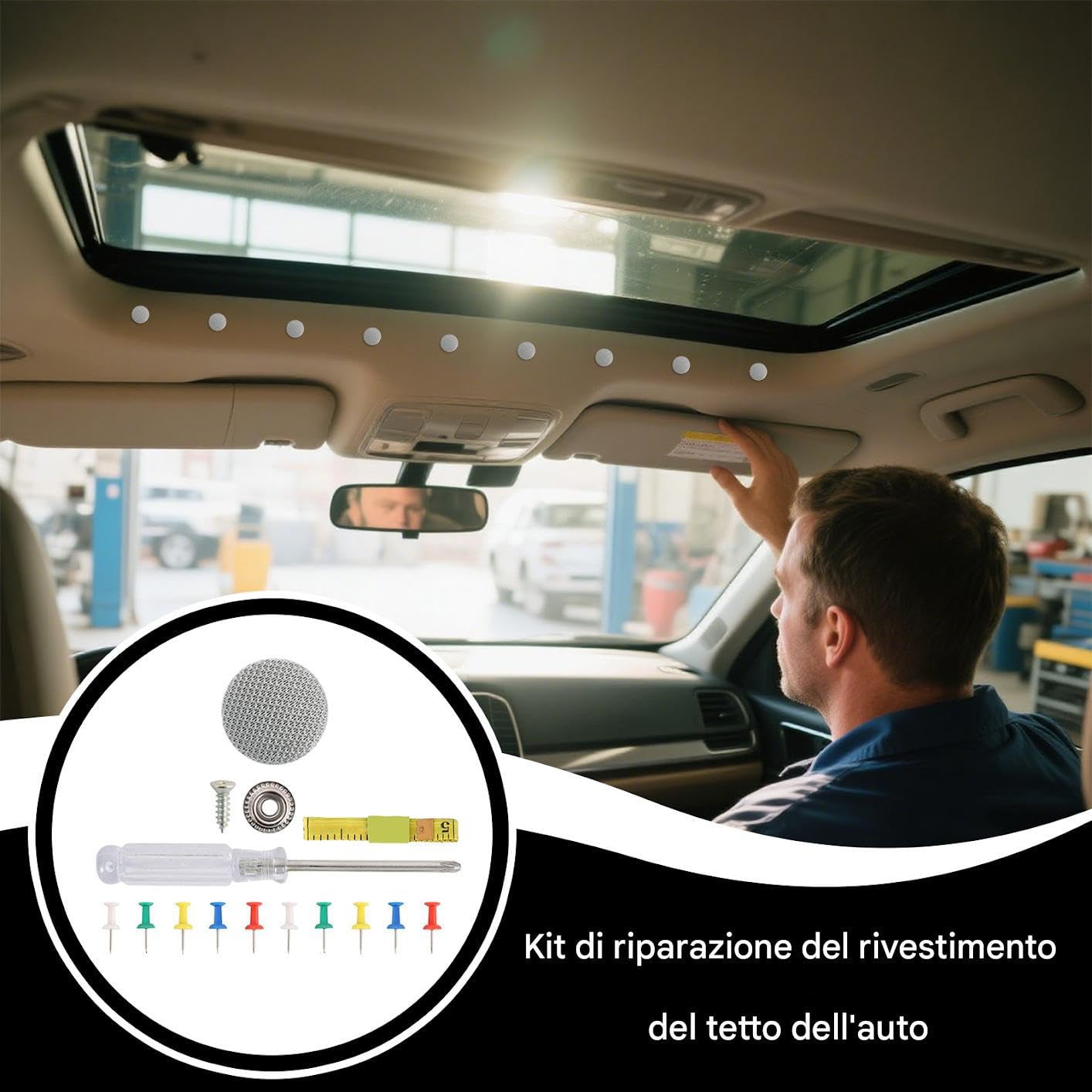 Kit Riparazione Cielo Auto,Bottoni Rivetti per Auto | Fibbia Fissaggio Con Strumento Installazione Per Furgone Tetto Apribile