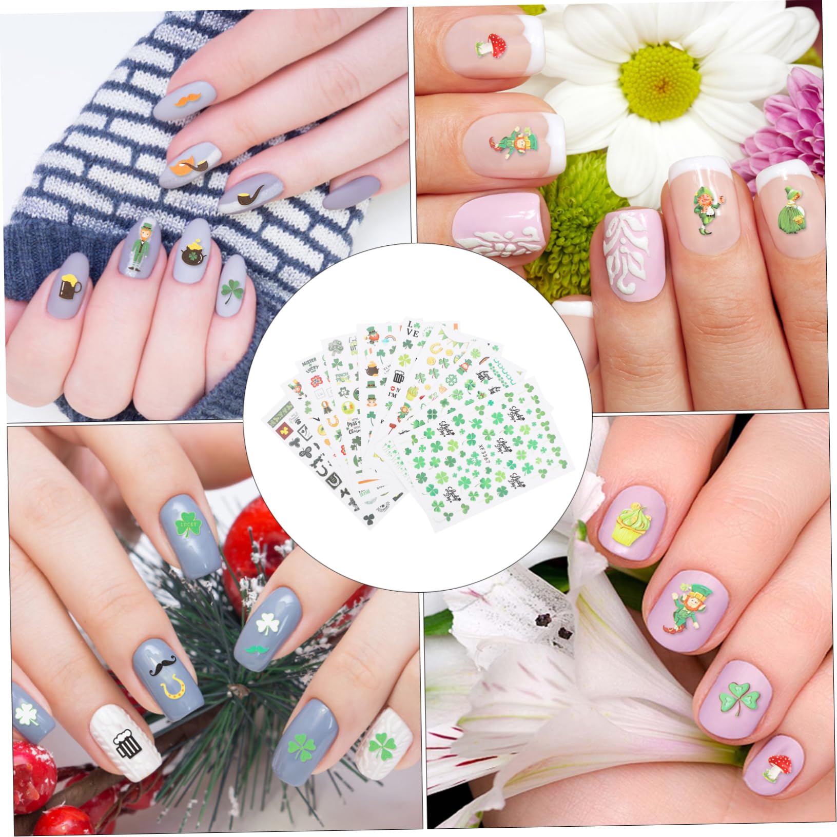 VICASKY 3 Set Adesivi Unghie Festival San Patrizio Stickers Creativi Per Decorazioni Nail Art Facili Applicare Atmosfera Festiva Per Feste E Manicure 10 Fogli*3