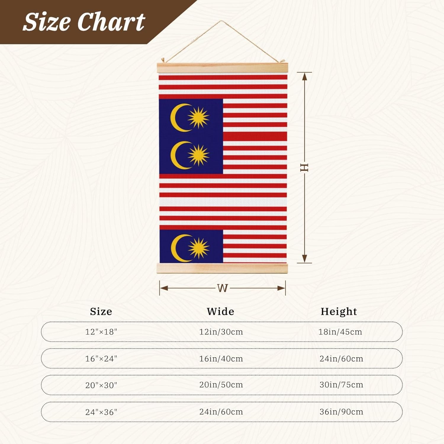 Malaysia Flag Print Poster Hanger,Hanging Poster, Poster Frame,Wood Poster Hanger, For Wall Hanging