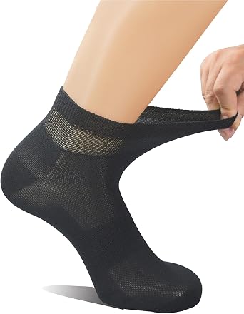 Yomandamor Mens 6pairs Non-binding Ankle Diabetic Socks Thin Cotton Breathable Socks,10-13