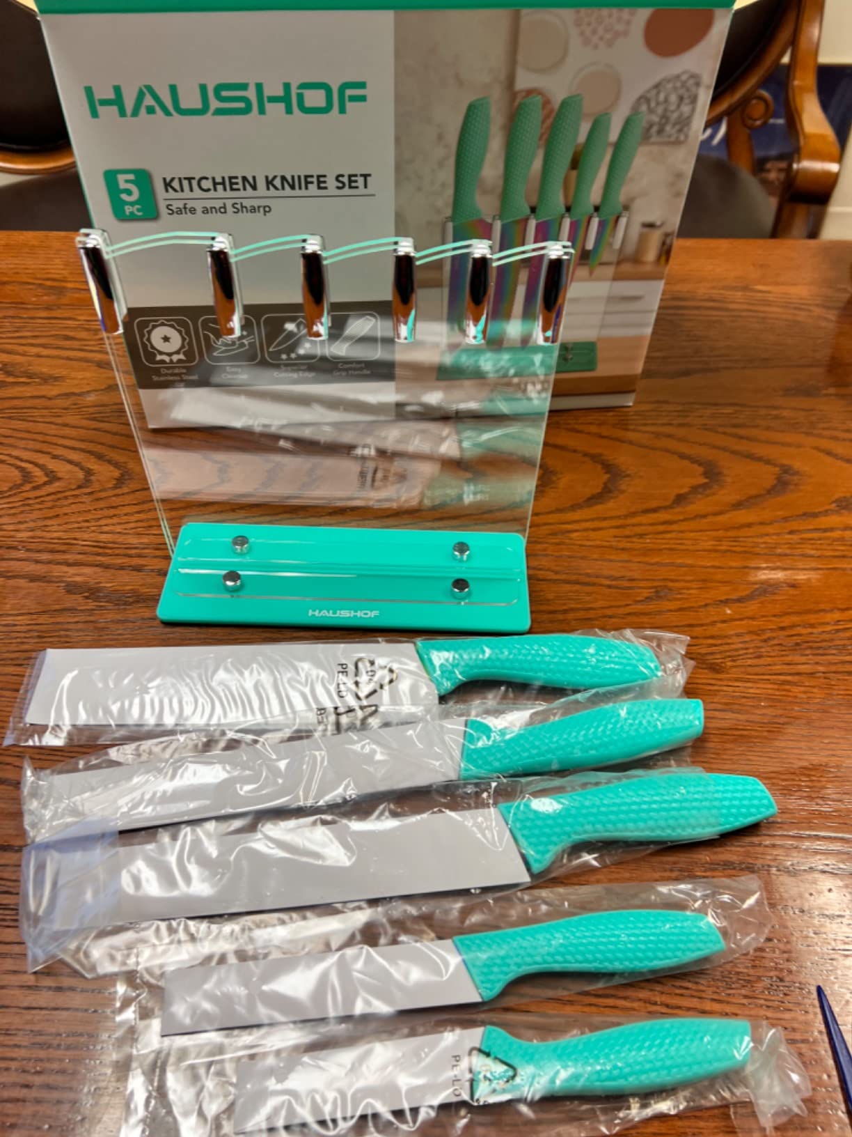 6/mo Finance HAUSHOF Kitchen Knife Set, 5 Piece Rainbow Knife Sets