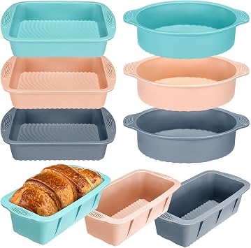 Baderke 9 Pack Silicone Baking Pans Set Includes Silicone Round Cake Pan Square Bakeware and Loaf Pan Easy Release Heat Resistant for Baking Cakes Brownies Cheesecakes