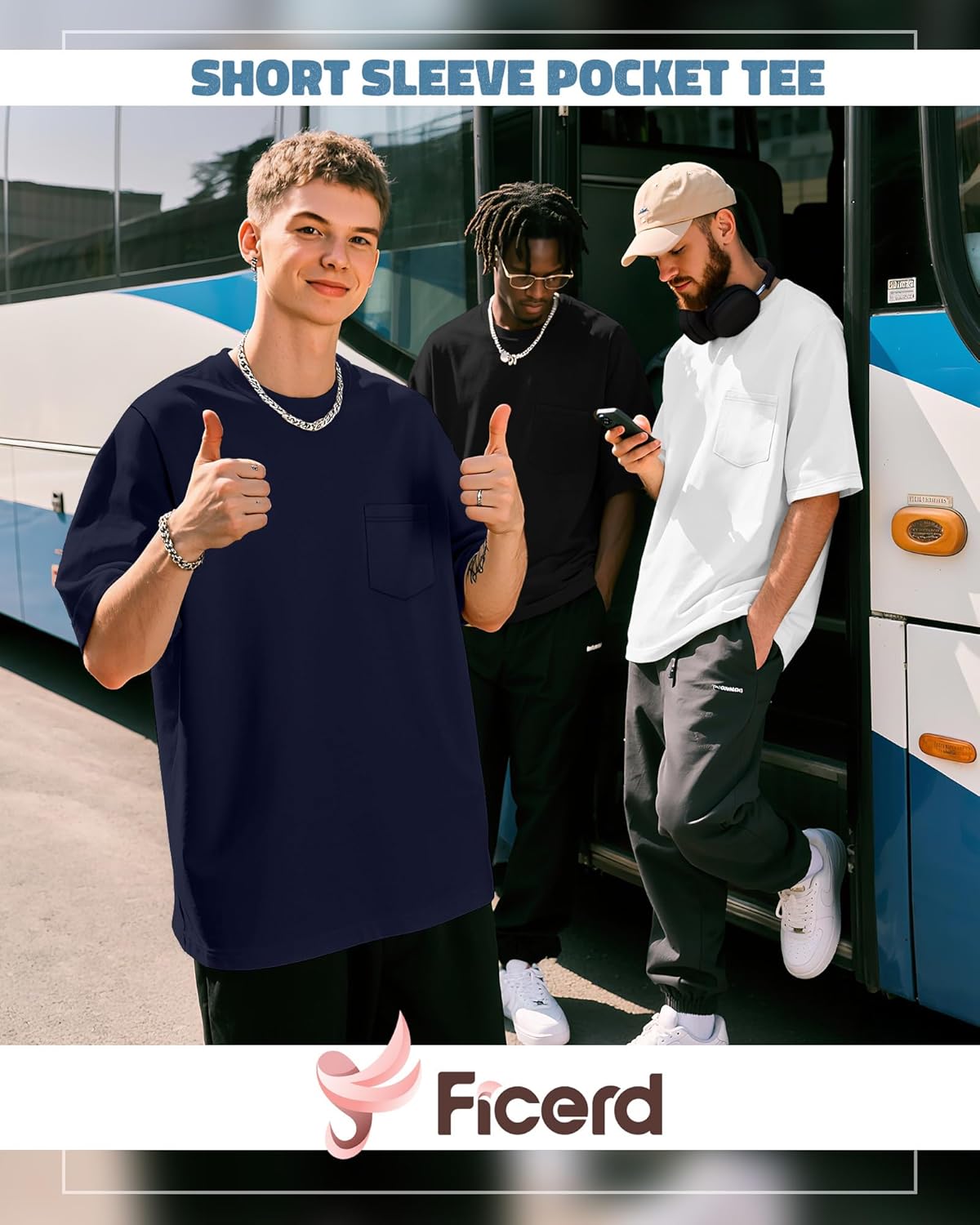 Ficerd 4 Pack Men’s Big and Tall Shirts, Short Sleeve Pocket Tee Heavyweight Crew Neck Basic Tops Loose Fit Casual T Shirt - Image 5