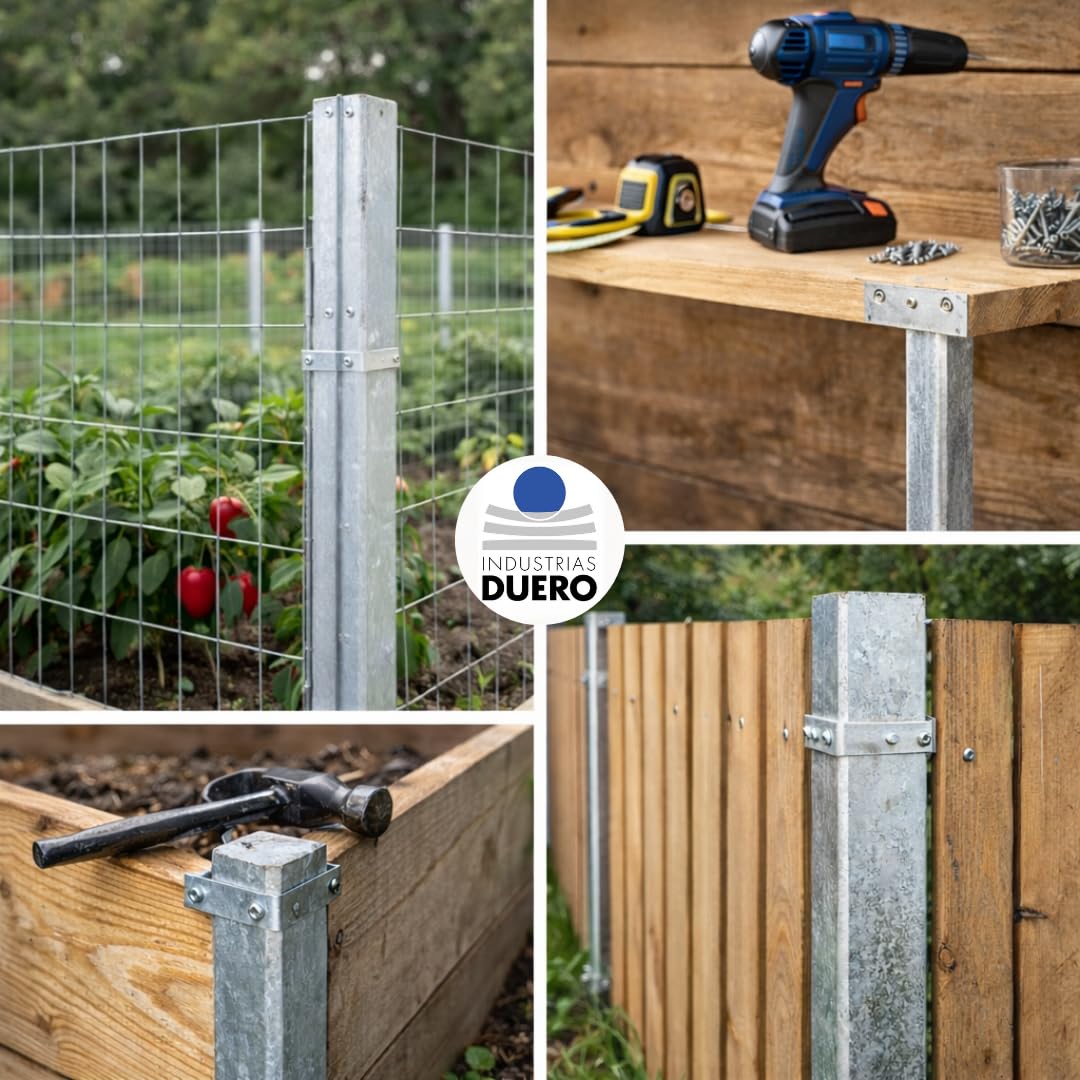 4 unidades - TUBO CUADRADO ACERO GALVANIZADO- Sección 40x40 mm - Longitud 2 m - Espesor 3 mm