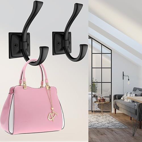 Miniatura 6 de Paquete de 8 ganchos negros antiguos para colgar en la pared, sombrero, llave, bolsa, bata, toalla, vestíbulo, entrada de baño, puerta decorativa