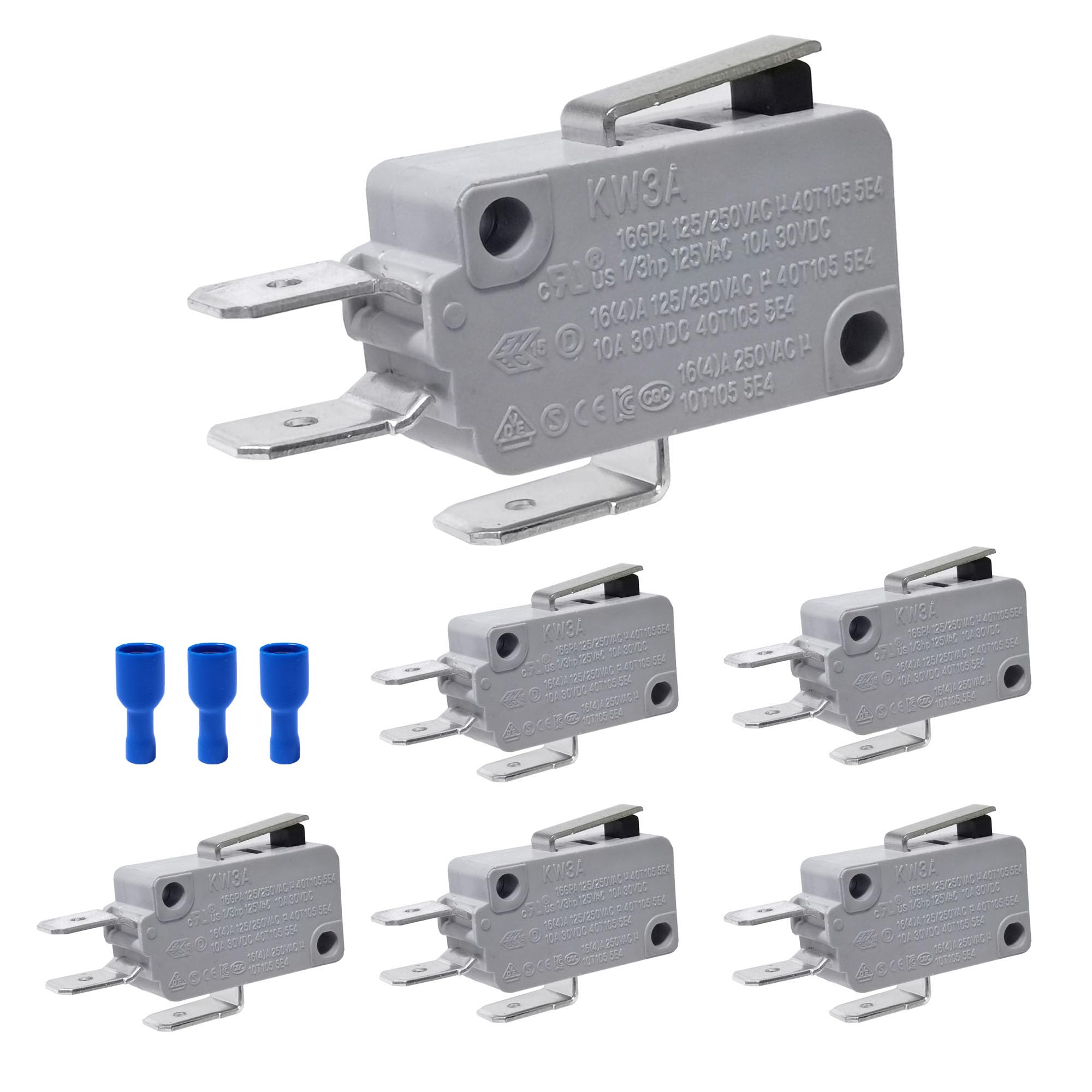 Yoiilnz 6Pcs Micro Limit Switch Short Straight Hinge Lever Arm SPDT Snap Action Switch for Arduino,KW3A 16A 125/250V