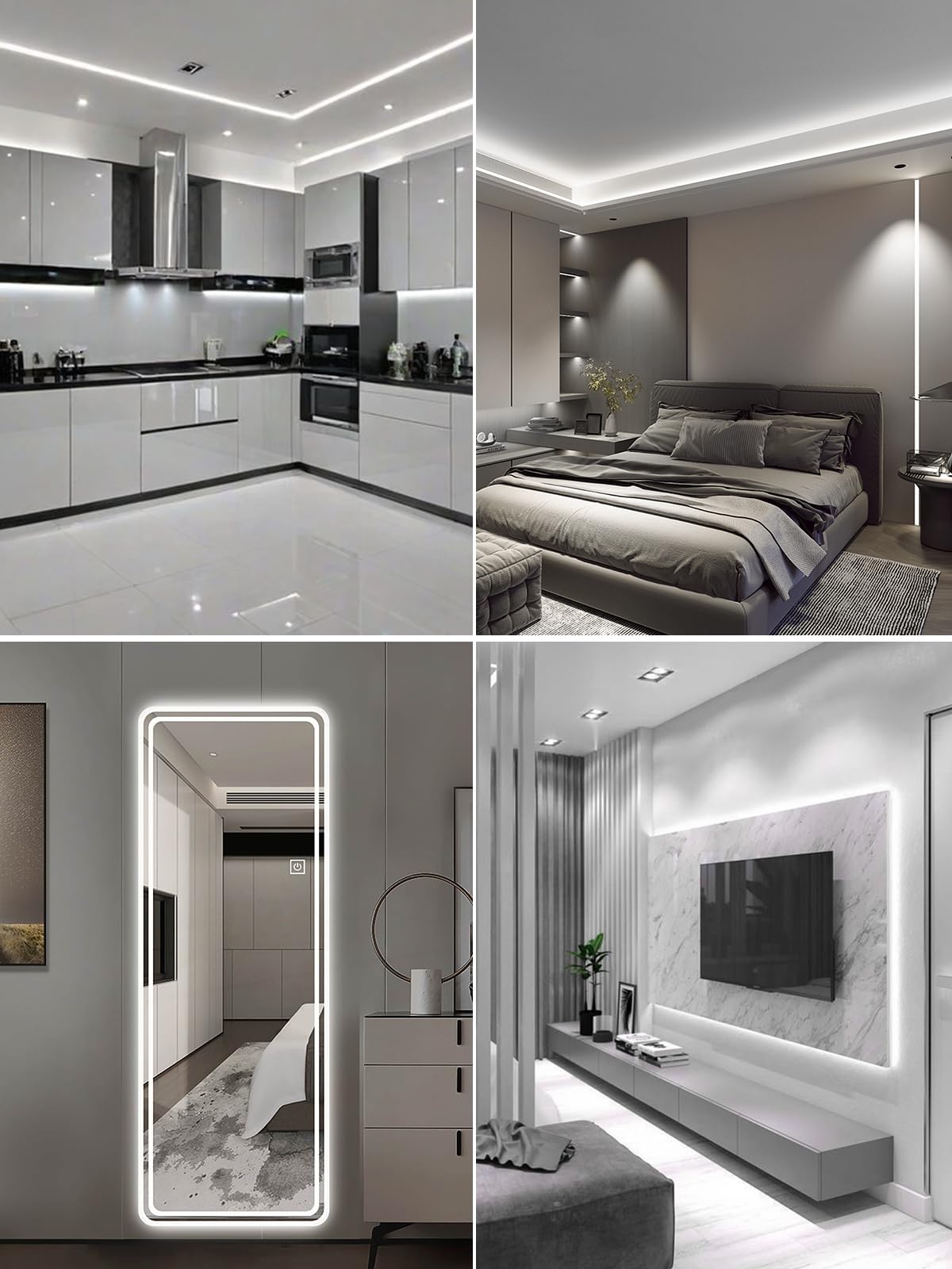 Tira de luces LED de 10 m, 10 m, color blanco frío, 6500 K, de silicona auténtica (no PVC) | Flexible, sin puntos de luz, regulable y cortable (5 cm), IP67 (enchufe seco) – para cocina, taller y oficina