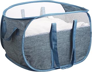 100L Collapsible Laundry Baskets, Tear Proof Pop Up Laundry Hamper with Dual Handles, Large Foldable Laundry Basket, Easy to Carry Laundry Hamper for Home, Laundry Room, Bedroom, Dorm, Travel Blue