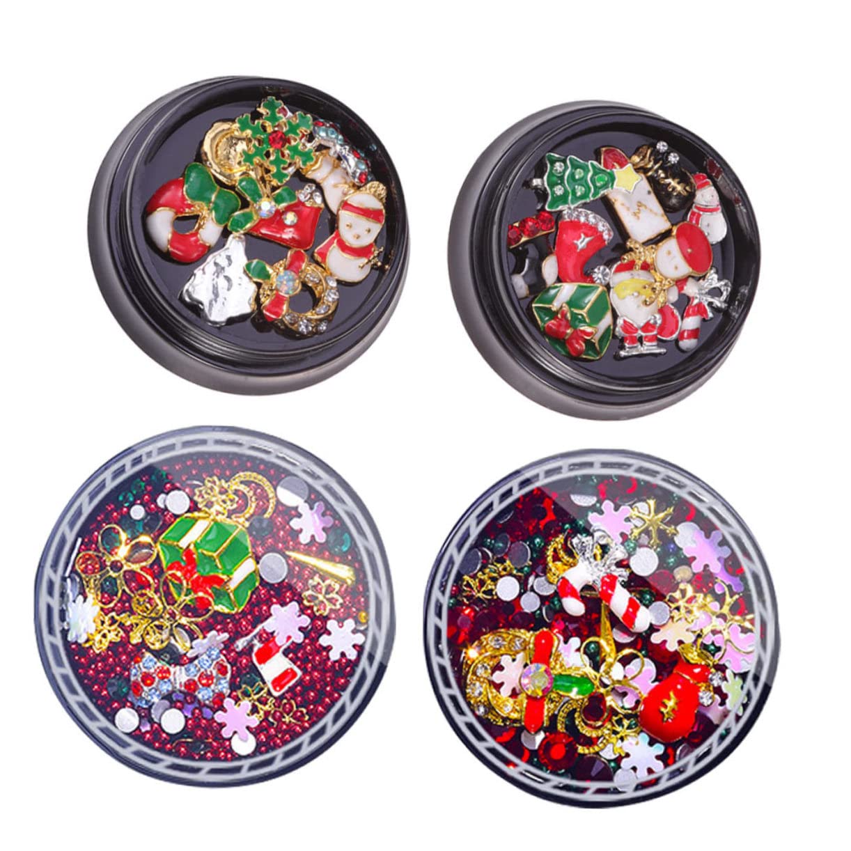 Healvian 4pezzi Charm Natalizi Per Unghie Rhinestone Decorazioni Accessori Per Manicure Per e Decorazioni