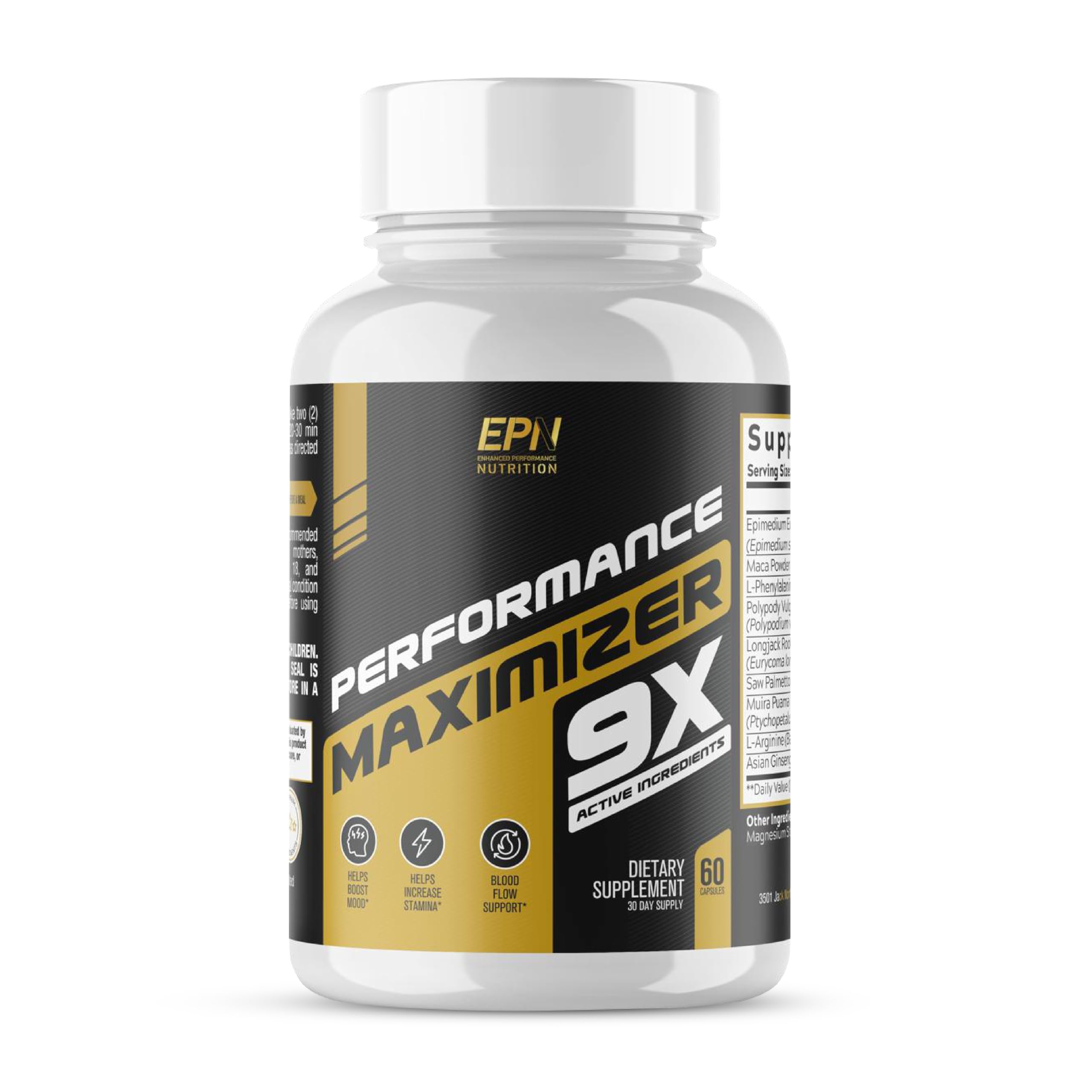 Male Performance Maximizer | Horny Goat Weed + 8 Ingredients Pills for Men Fast Acting Blood Flow | Build Muscle, Strength, Stamina | 9 Research Backed Ingredients for Circulation, Size - 60 Capsules