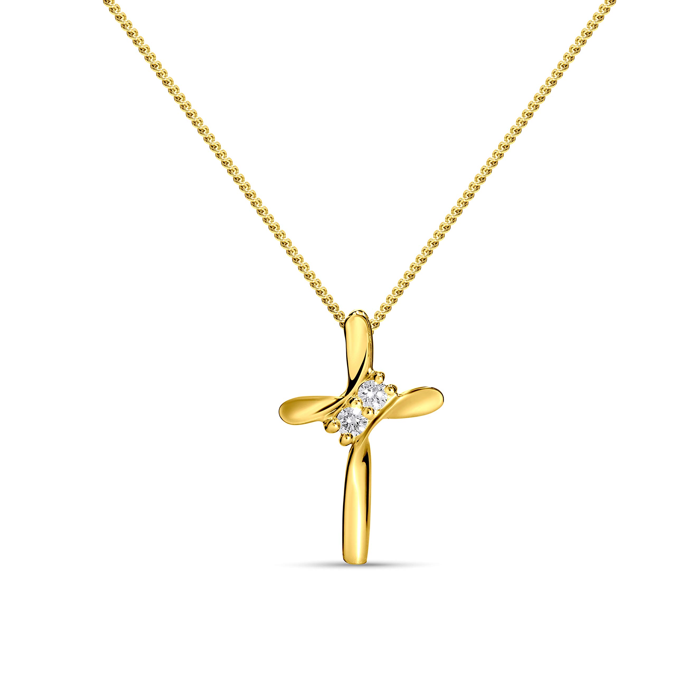 MIORE Joyas para mujer 0,05 quilates de diamante con cadena brillante de oro amarillo- oro blanco de 9 quilates