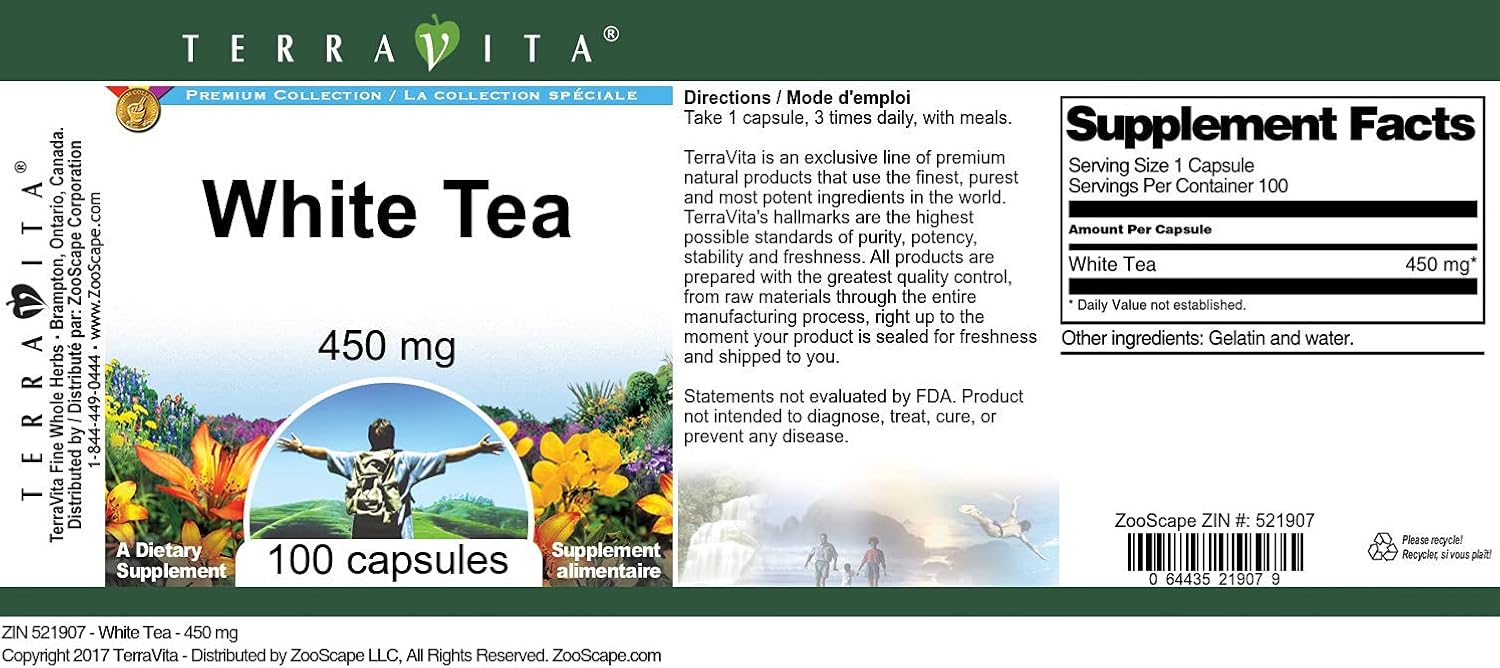 White Tea - 450 mg (100 Capsules, ZIN: 521907) - 3 Pack