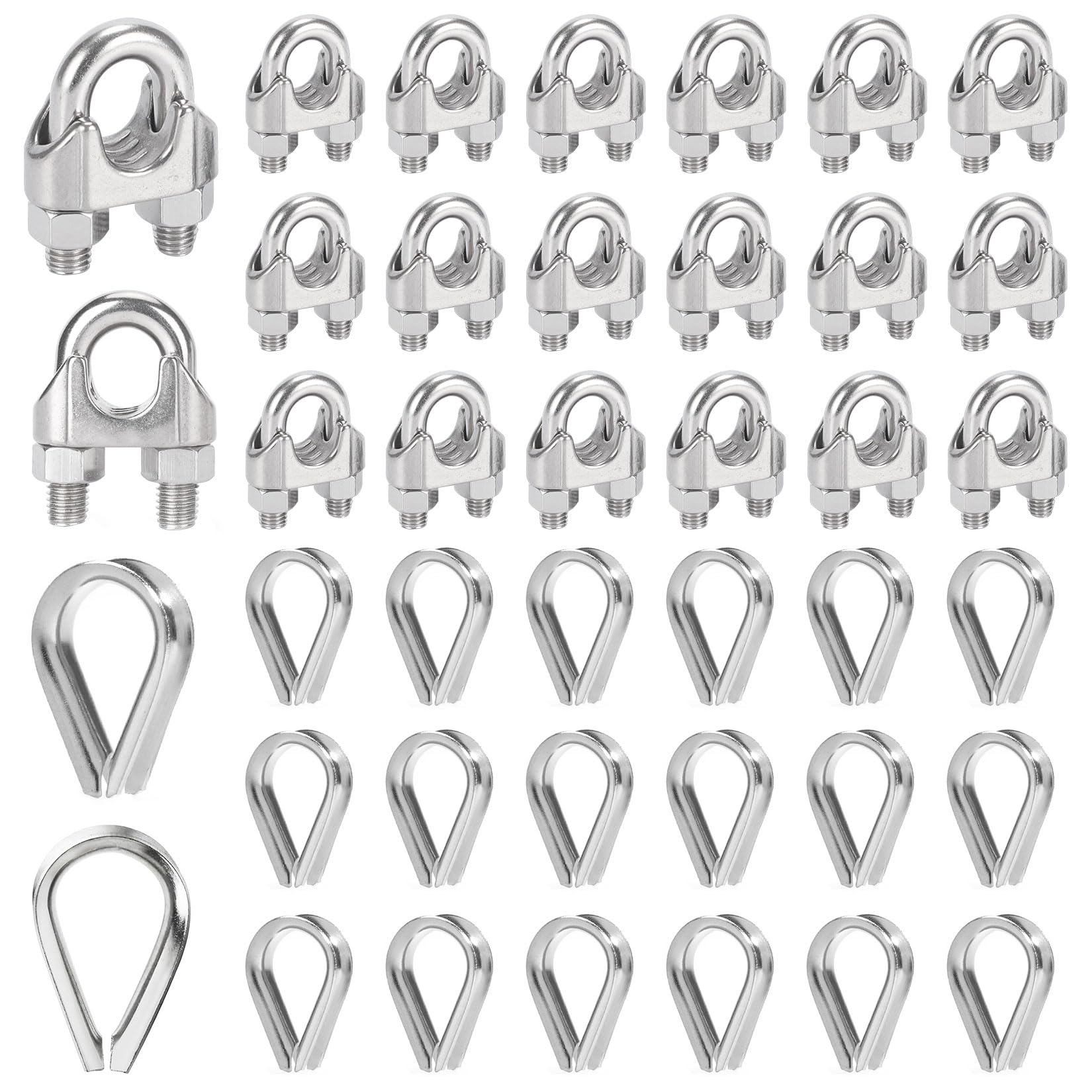 Produktbild von 40x Drahtseilklemme M4 Aus 304 Edelstahl – U-Bolzen Seilklemmen Für 4mm Kabel, Rostfrei, Rutschfest, Vielseitig Für Markisen, Lichterketten & Wäscheleinen
