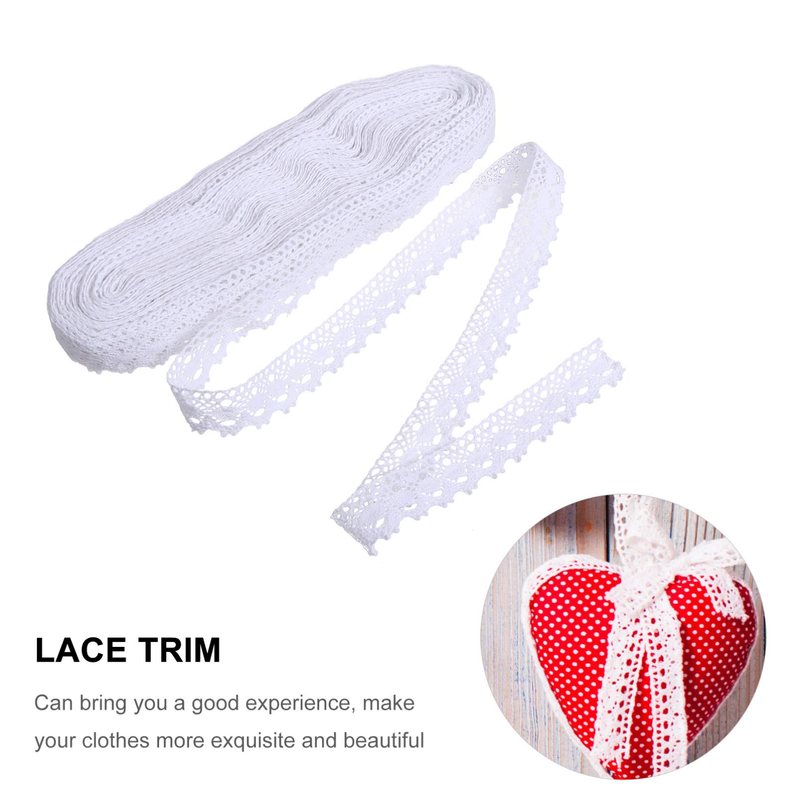 Fettuccia in Pizzo di Cotone Bianco 25 Yards per Cucito | Motivo Floreale, Rotolo da 25 Yards, Adatta per Decorare Borse e Abbigliamento