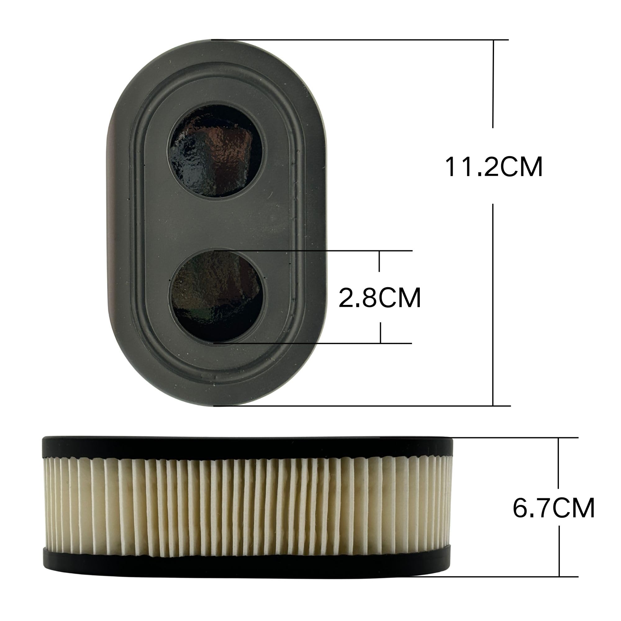 Zestaw 2 filtrów powietrza 593260 798452 + filtr paliwa do kosiarki Briggs & Stratton 4247, 5432K, 09P00, 550E – pasuje do kosiarek Troy Bilt TB110, TB200, TB230