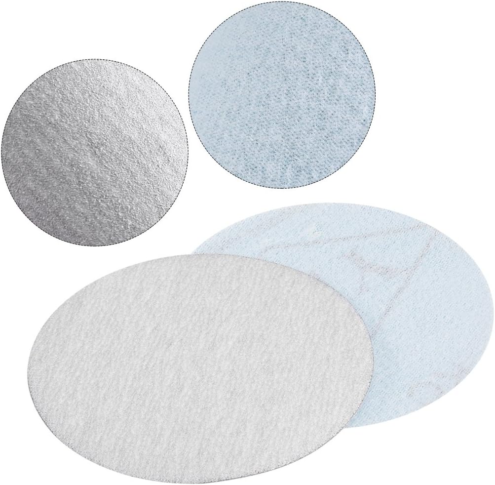 sourcingmap 50 Pcs 3-Inch Aluminum Oxide White Dry Hook and Loop Sanding Discs Flocking Sandpaper 320 Grits - Image 4