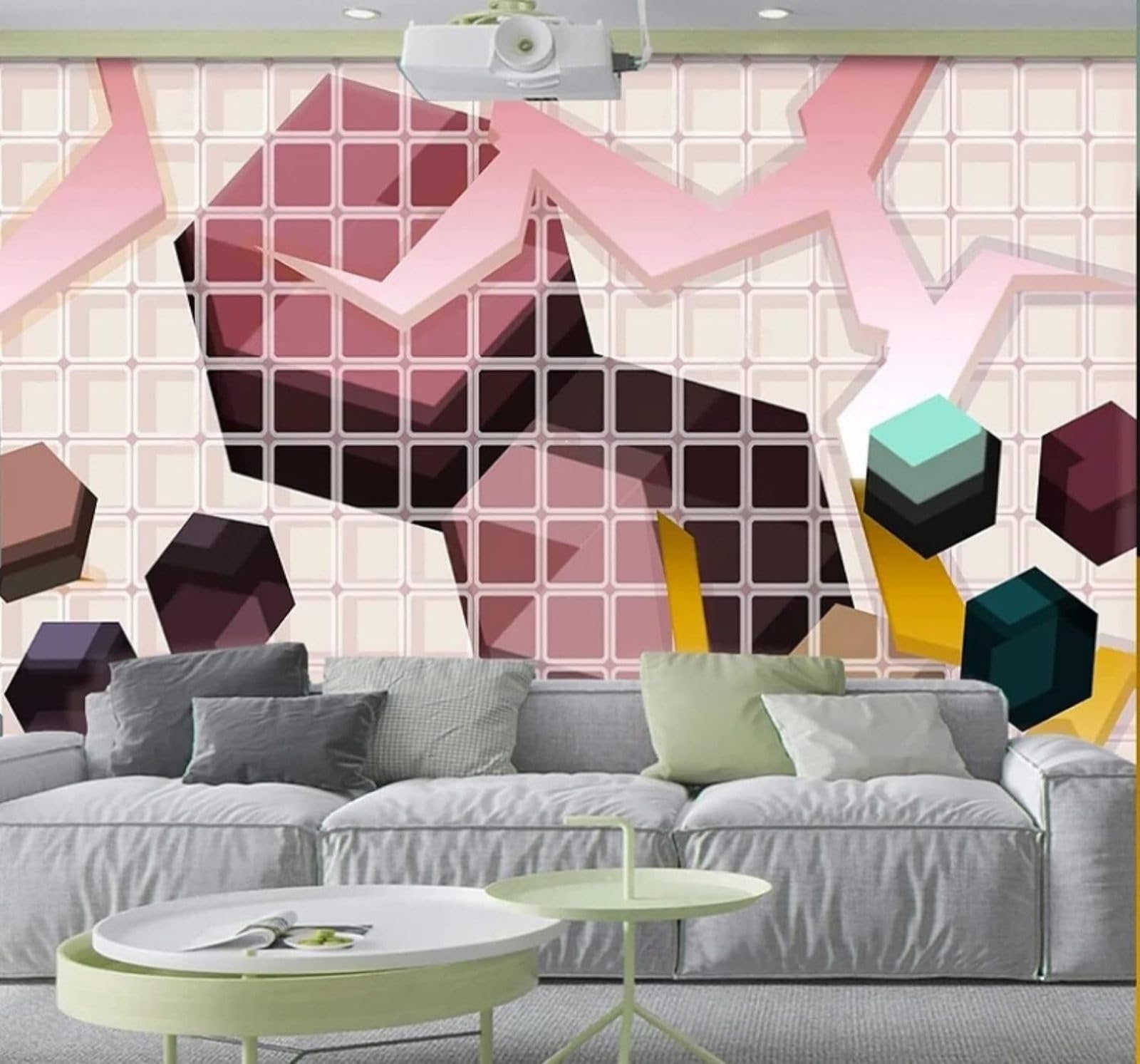 Xlming 150Cm×105Cm(B×H) Abstract Three Dimensional Geometric Grid Lines 3D Wallpaper Luxury Home Dining Decor Paste Sofa Living Room The Wall For Bedroom Mural-150Cm×105Cm