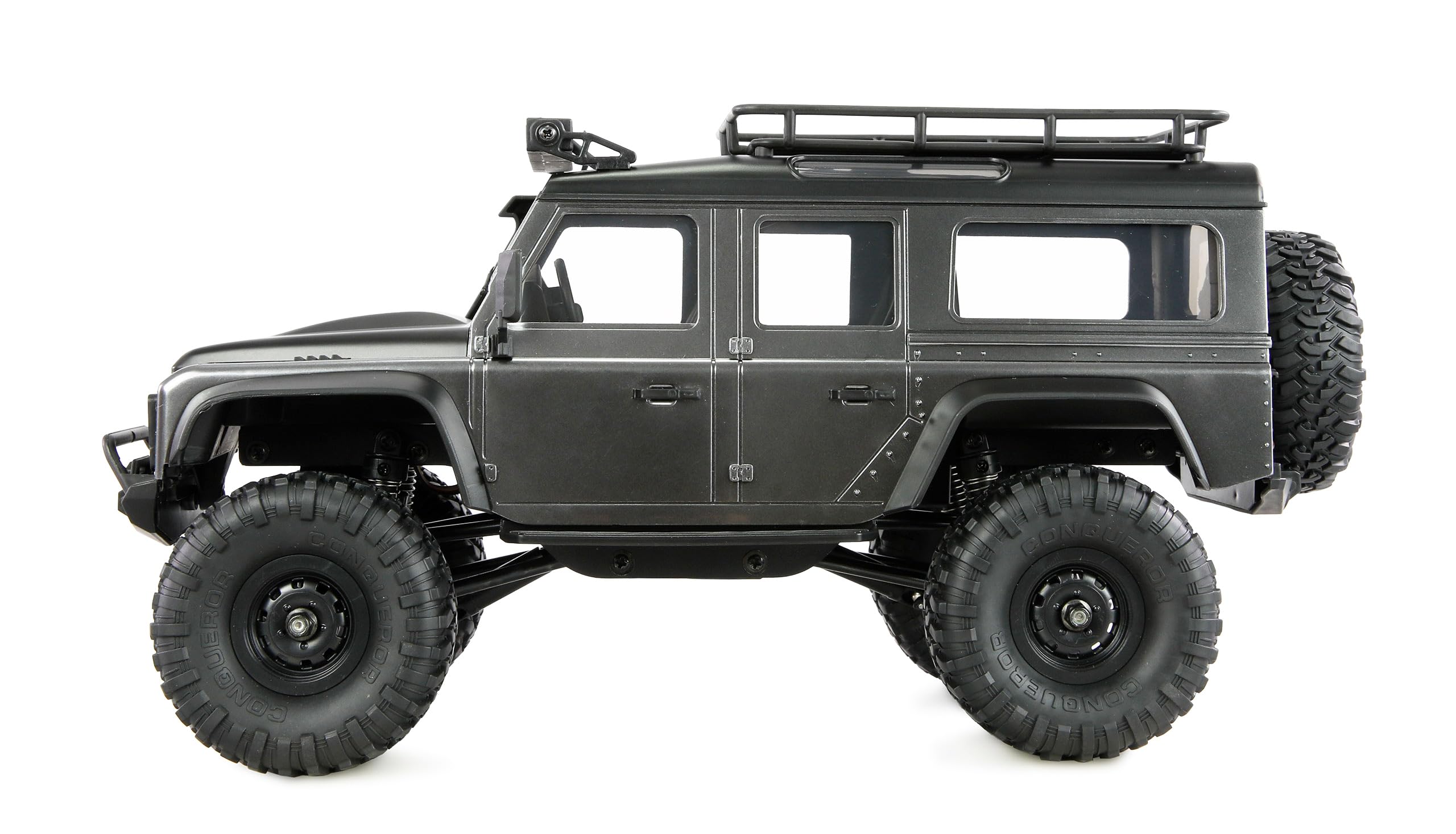 Amewi AMXRock Mini-D90 Scale Crawler 4WD 1:16 RTR grigio con telecomando, batteria, cavo di ricarica