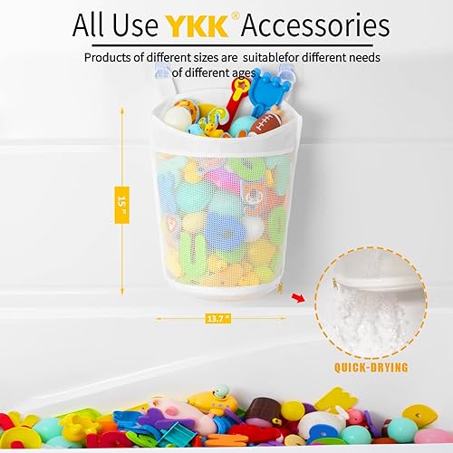 Miniatura 2 de Organizador de juguetes de baño de malla para bebé de gran capacidad, múltiples formas de colgar, almacenamiento de juguetes de baño de apertura