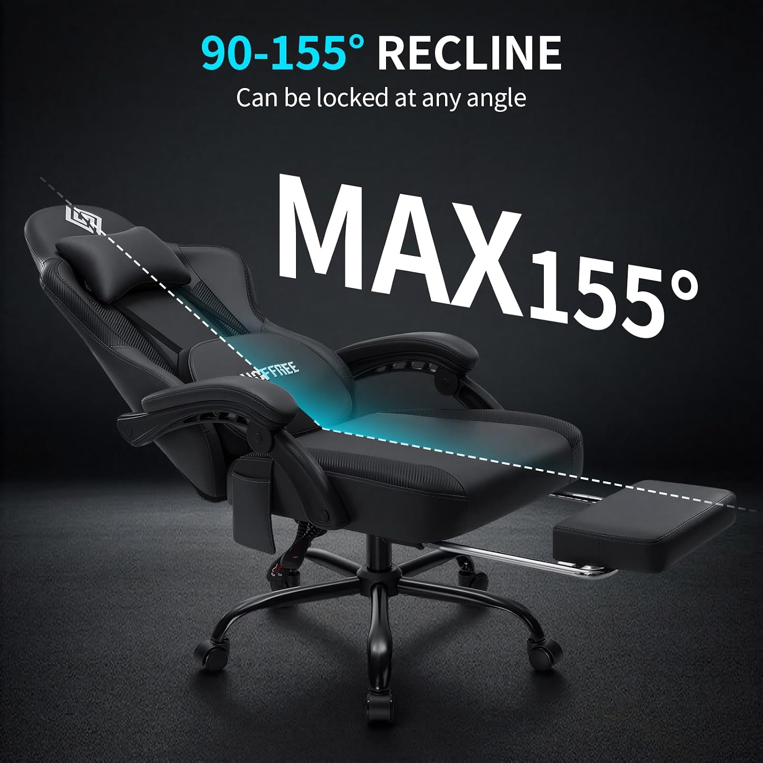 HOFFREE 3D Kneading Massage Gaming Chair with Heated Massage Lumbar Support Office Computer Chairs for Adults with Footrest Ergonomic Comfy Game Chair for Gaming Office, 400lbs, Grey