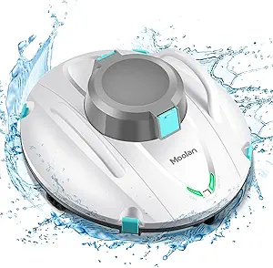 Moolan Cordless Pool Vacuum Cleaner, Robotic Pool Cleaner, Dual-Motor, Self-Parking, with 140 Mins Maximum Runtime, Pool Vacuum for Above/In Ground Flat Pool Up to 1000 Sq Ft